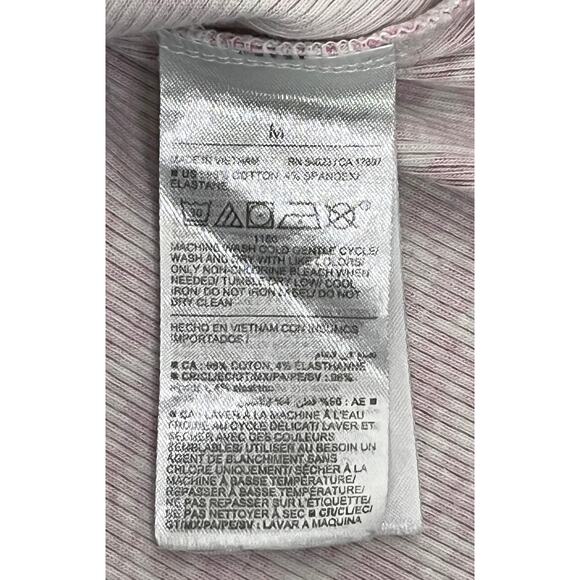 Old Navy Pink & White Paisley Ribbed Crew Neck Spaghetti Strap Tank Top Size M - Picture 4 of 5